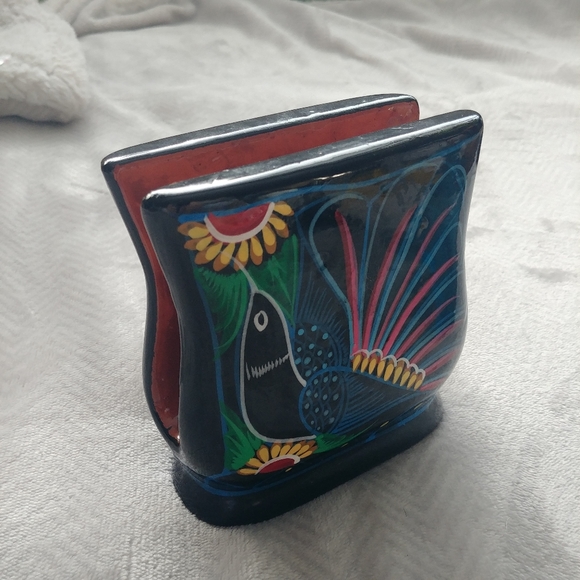 Talavera Mexican handpainted napkin holder - Picture 2 of 9